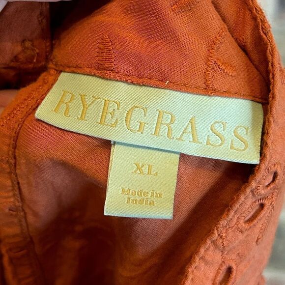 5 for $25🔥Ryegrass Burnt Orange Eyelet High Neck Peplum Top XL - Picture 3 of 5